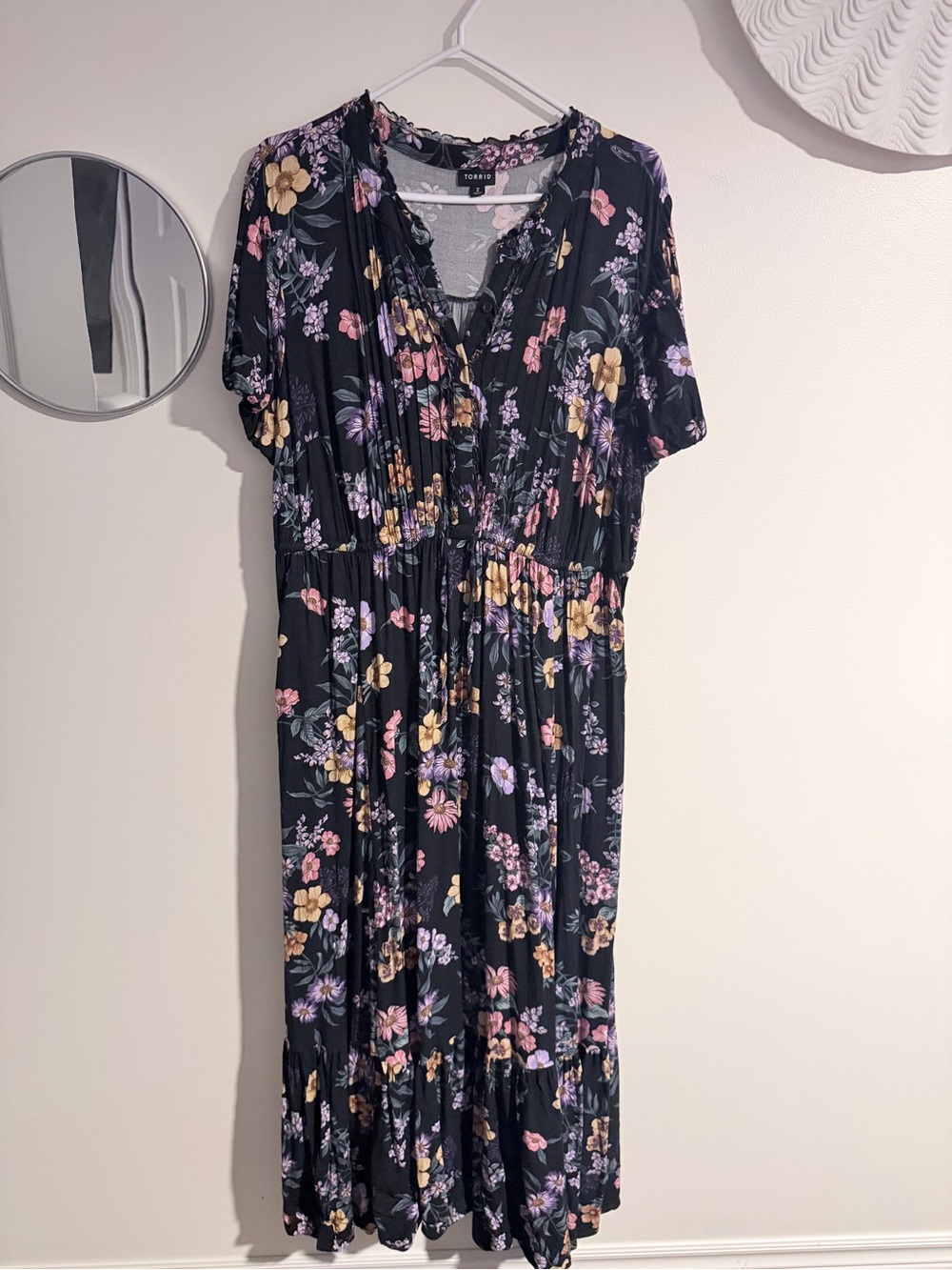 torrid Black Floral Maxi Dress with V-Neck